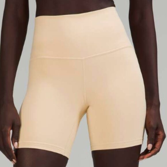 LULULEMON Align 6” Bike Shorts PROSECCO cream beige HIGH RISE Nulu size 8 nwt - Picture 5 of 5